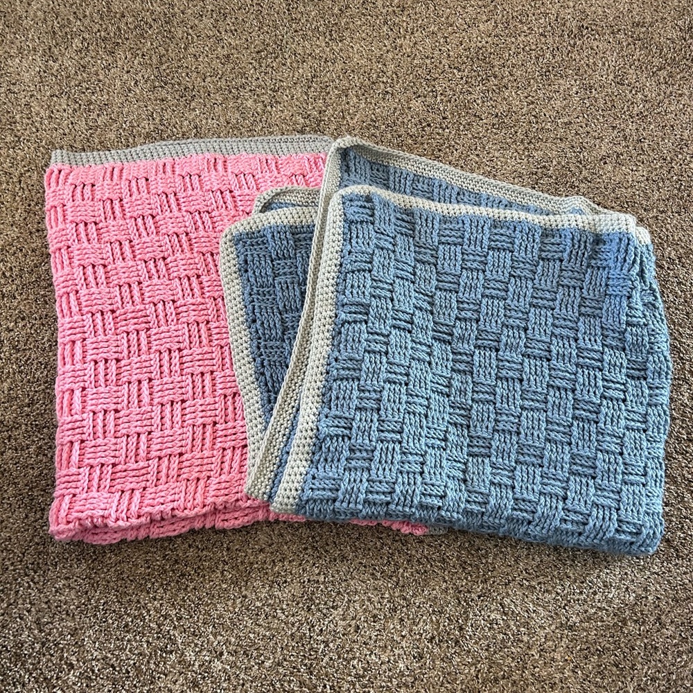 Pink and Blue Woven Blanket